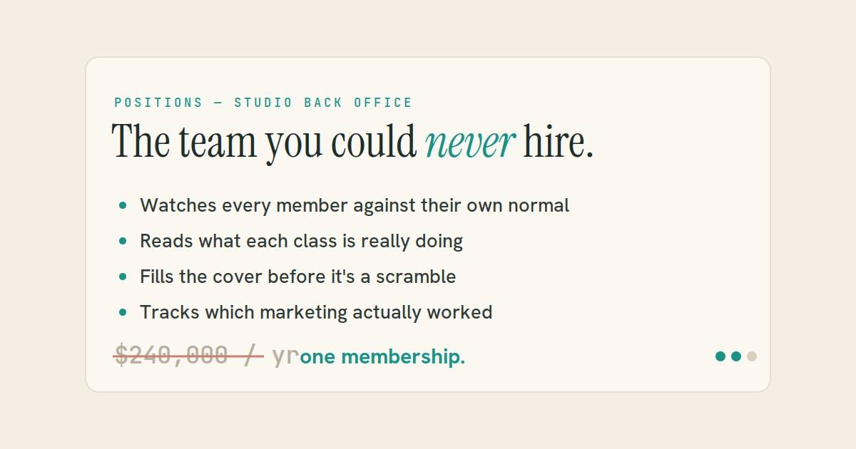 A job ad listing four back-office roles with the salary struck through and replaced by one membership